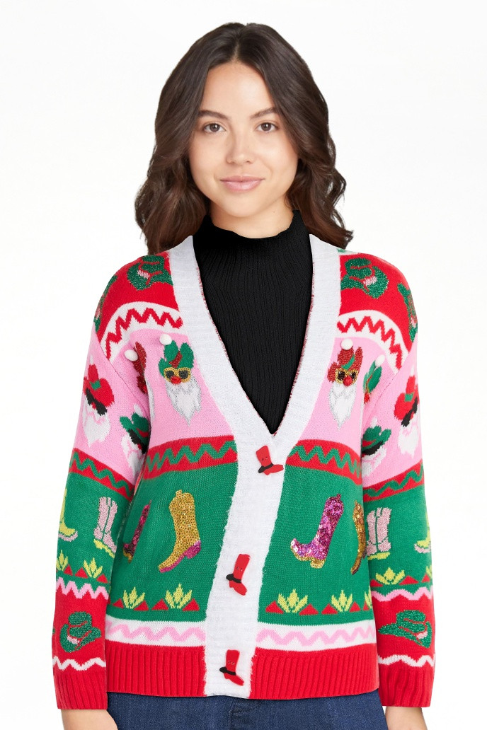Women's Embellished Button Front Christmas Cardigan from Holiday Time, Sizes XS-XXXL | Walmart (US)