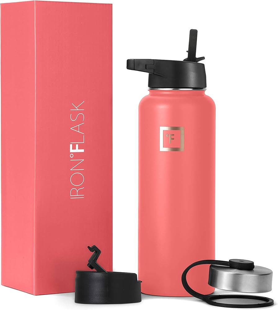 IRON °FLASK Sports Water Bottle - 40oz, 3 Lids (Straw Lid), Leak Proof - Stainless Steel Gym & S... | Amazon (US)