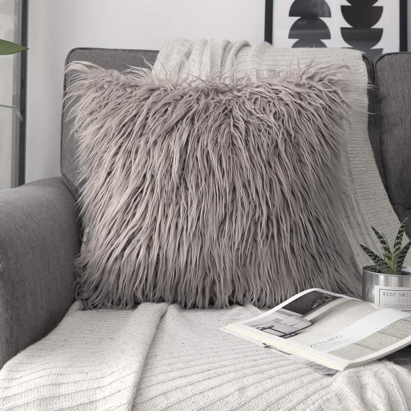 Phantoscope Merino Style Faux Fur Series Decorative Throw Pillow, 18" x 18", Beige, 1 Pack - Walm... | Walmart (US)