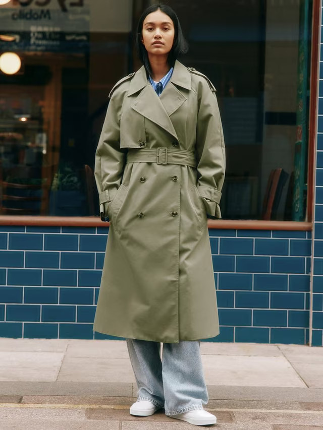 AlbarayClassic Double Breasted Trench Coat, Khaki | John Lewis (UK)