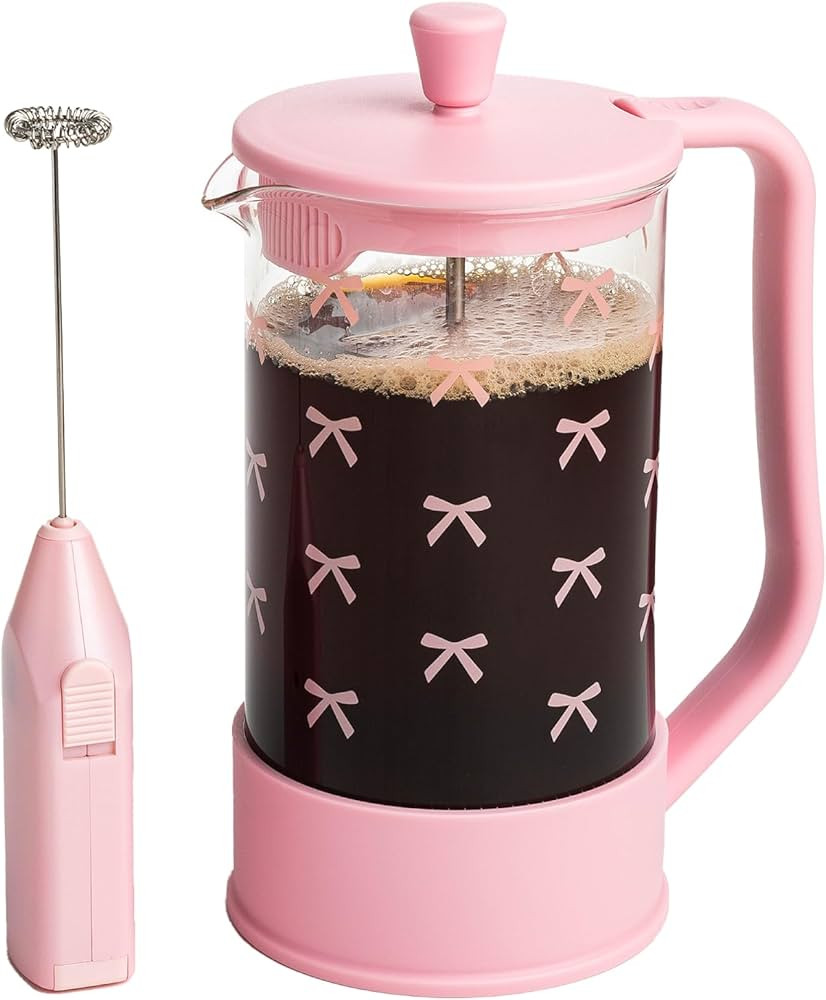 Paris Hilton Bow Design French Press and Frother Coffee Gift Set, Includes a 8-Cup Coffee Press a... | Amazon (US)