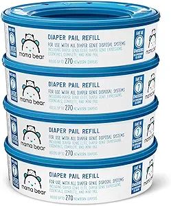 Amazon Brand - Mama Bear Diaper Pail Refills for Diaper Genie Pails, 1080 Count (4 Packs of 270 C... | Amazon (US)