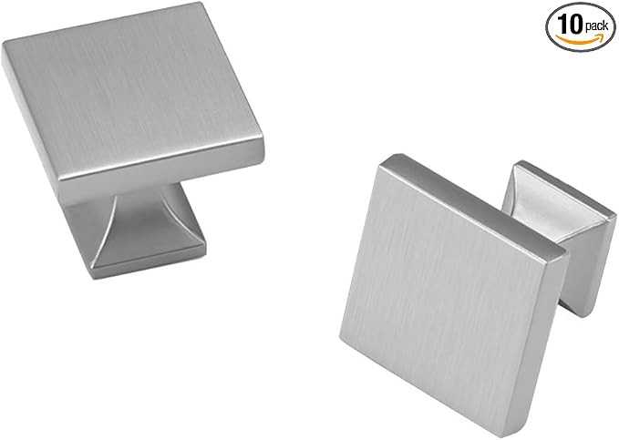 10 Pack homdiy Cabinet Knobs Brushed Nickel Drawer Knobs - MO6785SNB Square Cabinet Knobs for Dre... | Amazon (US)
