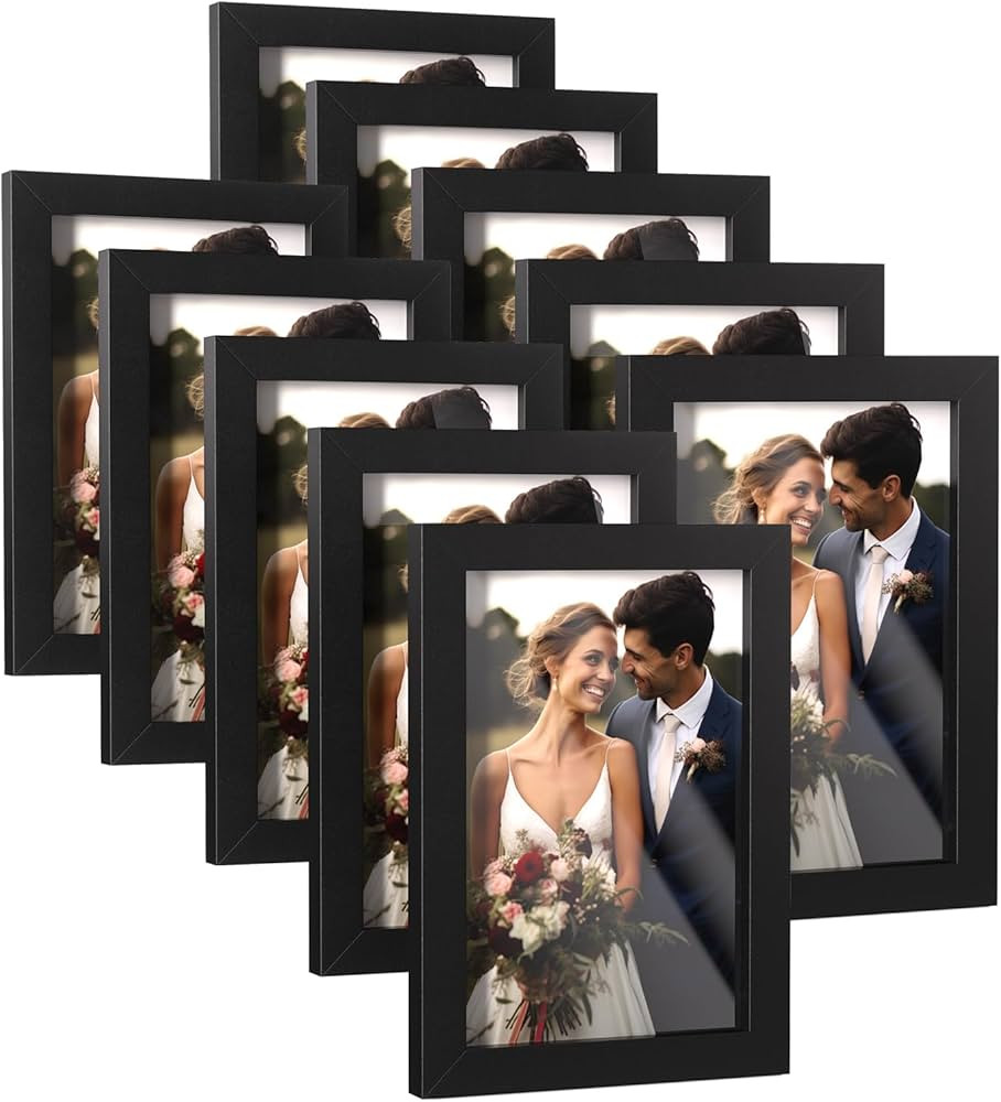 HappyHapi 4x6 Inch Picture Frames,Set of 10 Wooden Picture Frames, Tabletop or Wall Display Decor... | Amazon (US)