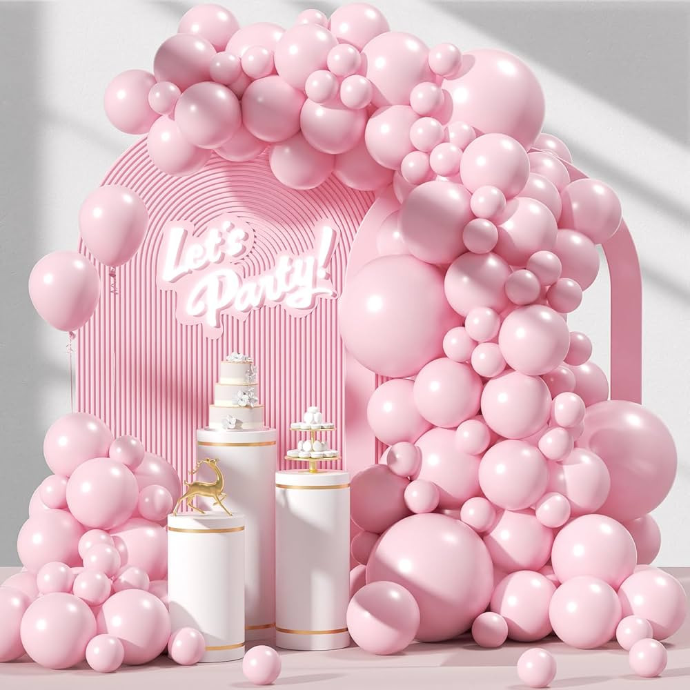 120pcs Light Pink Balloon Arch Kit, 18 12 10 5 inch Pastel Pink Latex Balloons Different Sizes Ba... | Amazon (US)