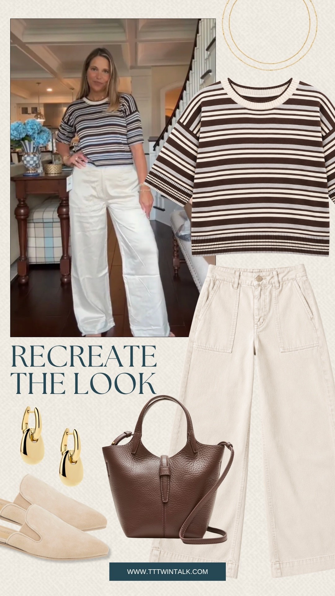 I’m loving this casual fall outfit from Splendid. The striped top and cream wide leg pants are such an easy pairing, and the brown bag and neutral shoes pull it all together. It’s the kind of outfit I’d reach for on repeat this season.

#LTKSeasonal #LTKOver40 #LTKMidsize