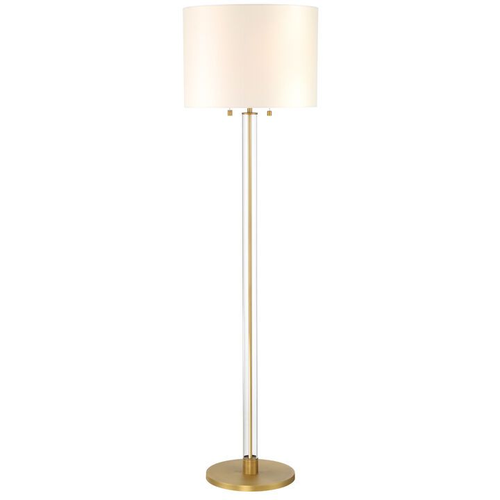 Laurel Glass Cylinder Floor Lamp, Satin Brass | Lights.com