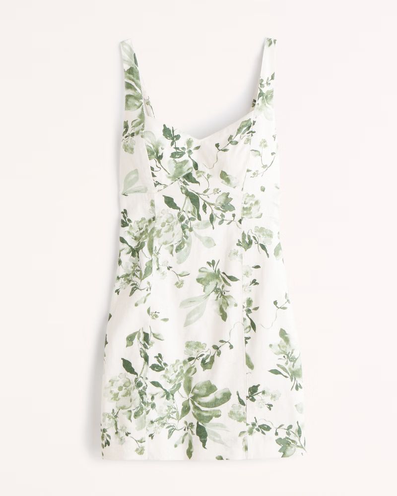 Corset Seamed Linen-Blend Mini Dress | Abercrombie & Fitch (US)