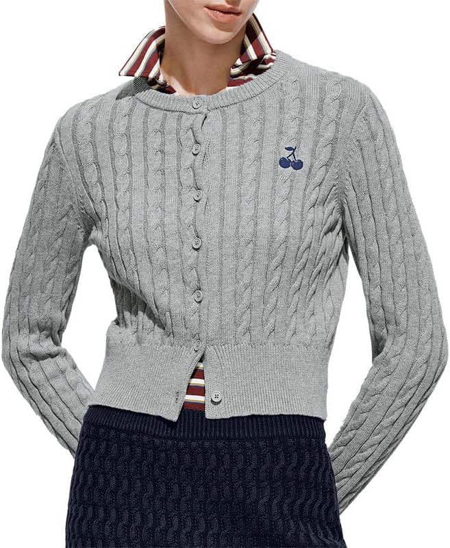 URBAN REVIVO Adorable Women's Cardigan - Cherry Embroidered Design with Soft Fabric | Amazon (US)