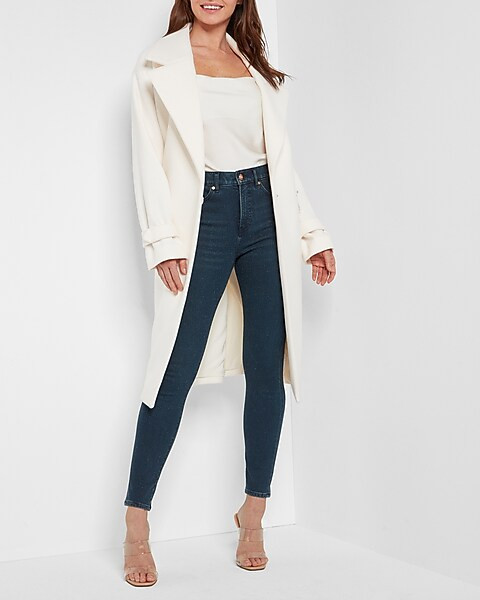 High Waisted Extra Supersoft Sparkle Dark Wash Skinny Jeans | Express