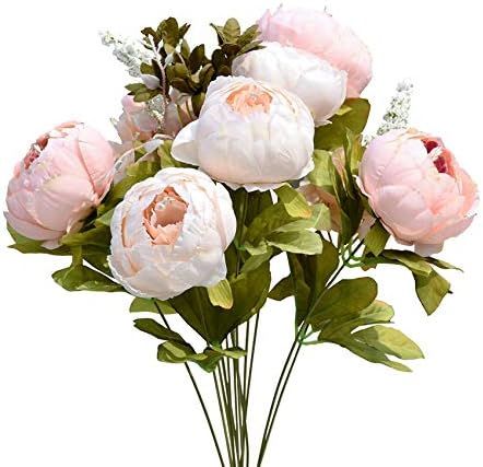 Mandy's Artificial Light Pink Peony Silk Flowers Bouquet for Home Wedding Decoration (vase not In... | Amazon (US)