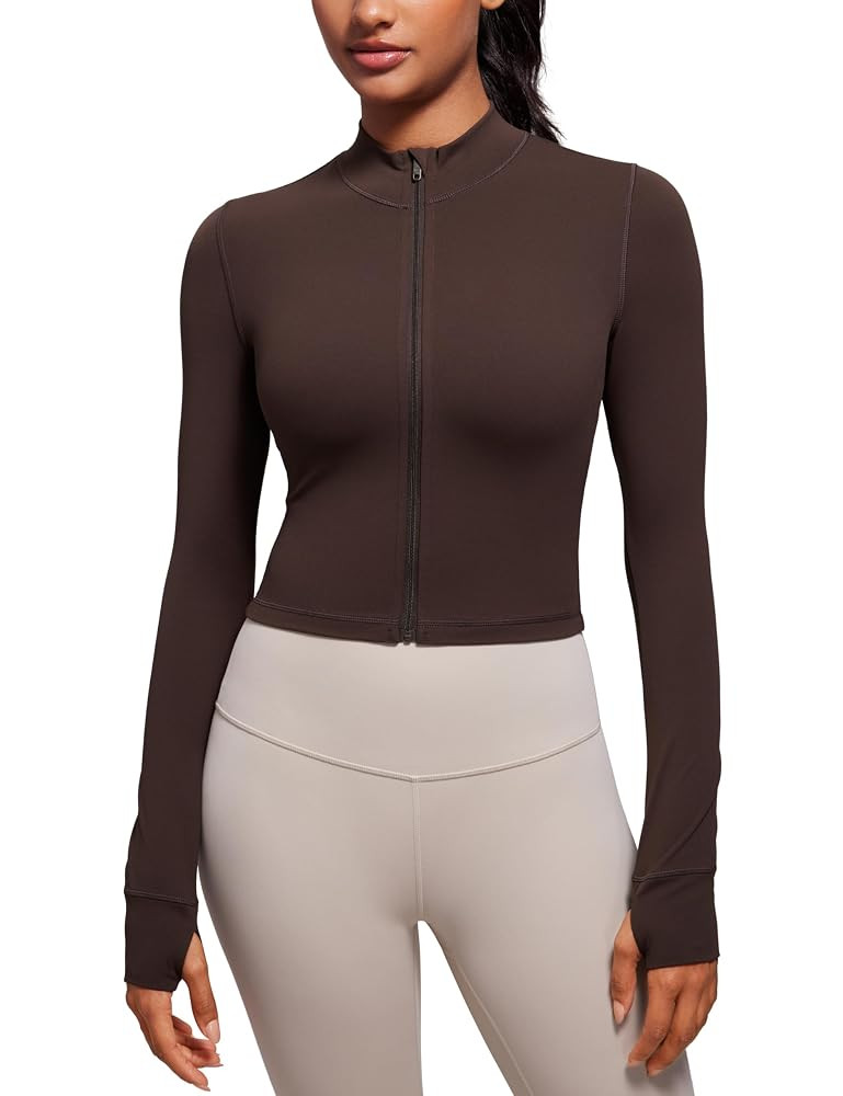 CRZ YOGA Womens Butterluxe Full Zip Cropped Workout Jacket Slim Fit Lightweight Athletic Yoga Top... | Amazon (US)