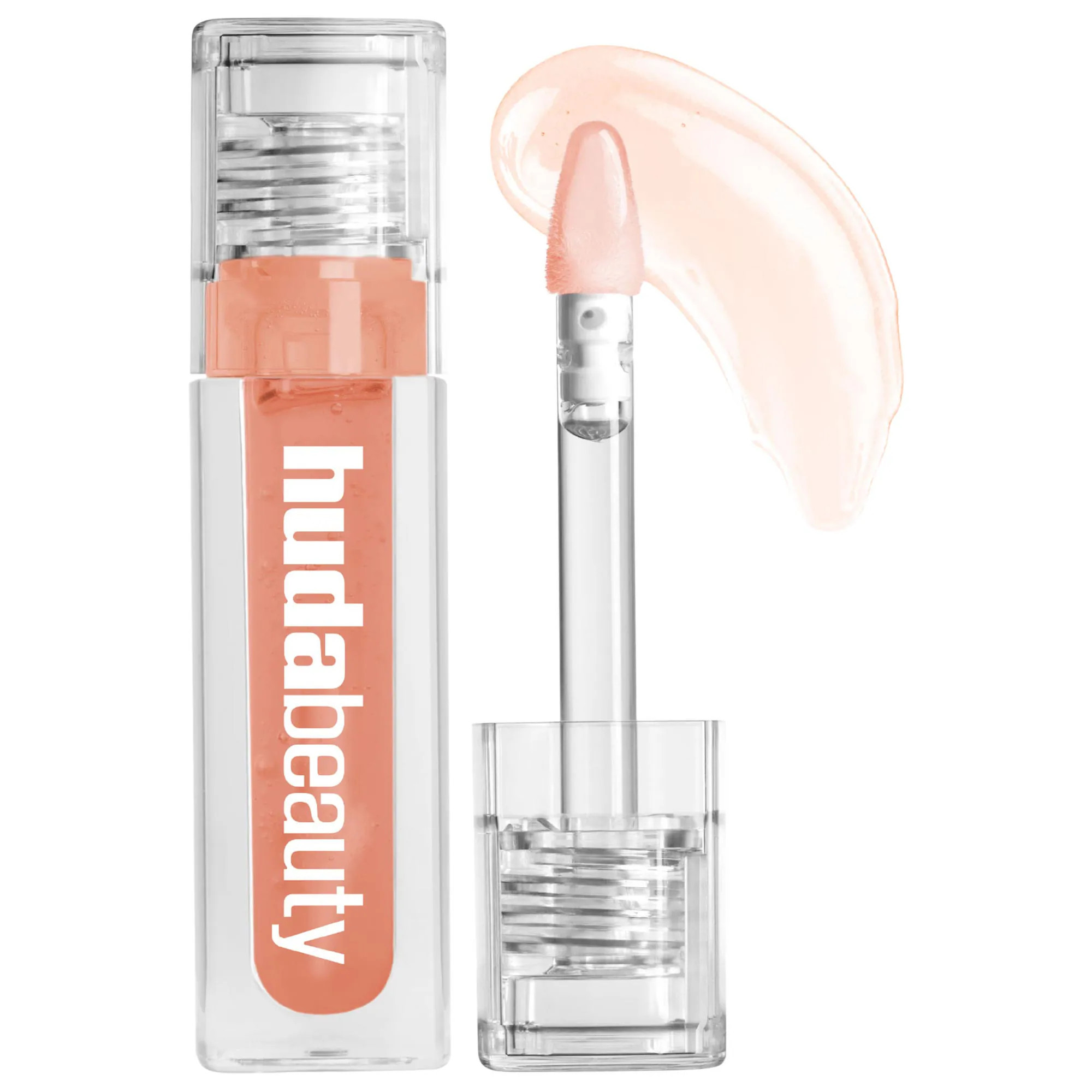 HUDA BEAUTY Faux Filler Ultra-Hydrating Tinted Jelly Lip Oil Juicy Peach 0.13 oz/3.9 mL | Sephora (US)