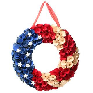 16" Patriotic Wood Curls Wreath | Michaels | Michaels Stores