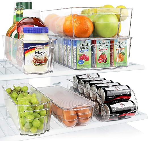 Greenco Refrigerator Organizer Bins, Stackable Fridge Organizer, Set of 6, Storage Containers wit... | Amazon (US)