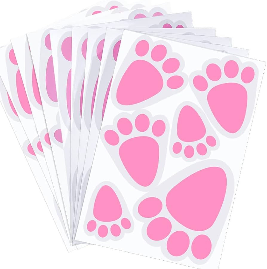 KUUQA 12 Sheet 72PCS Easter Bunny Feet Print Floor Clings Footprints Decals Stickers for Easter H... | Amazon (US)
