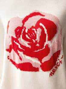 MOTF FLORAL AND LETTER PATTERN SWEATER | SHEIN