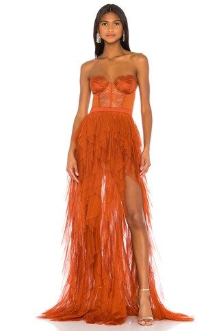 For Love & Lemons X REVOLVE Bustier Gown in Rust from Revolve.com | Revolve Clothing (Global)