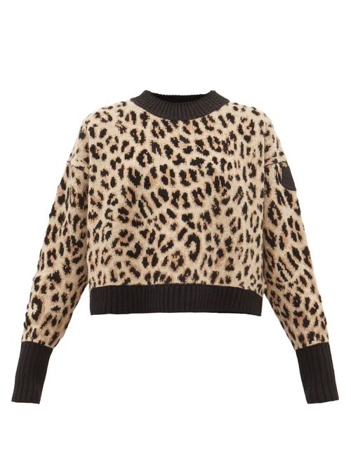 Moncler - Leopard-jacquard Wool-blend Sweater - Womens - Animal | Matches (US)