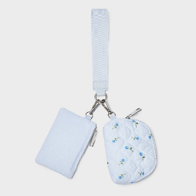 Girls' Floral Printed Quilted Wristlet Pouch - Cat & Jack™ Blue | Target