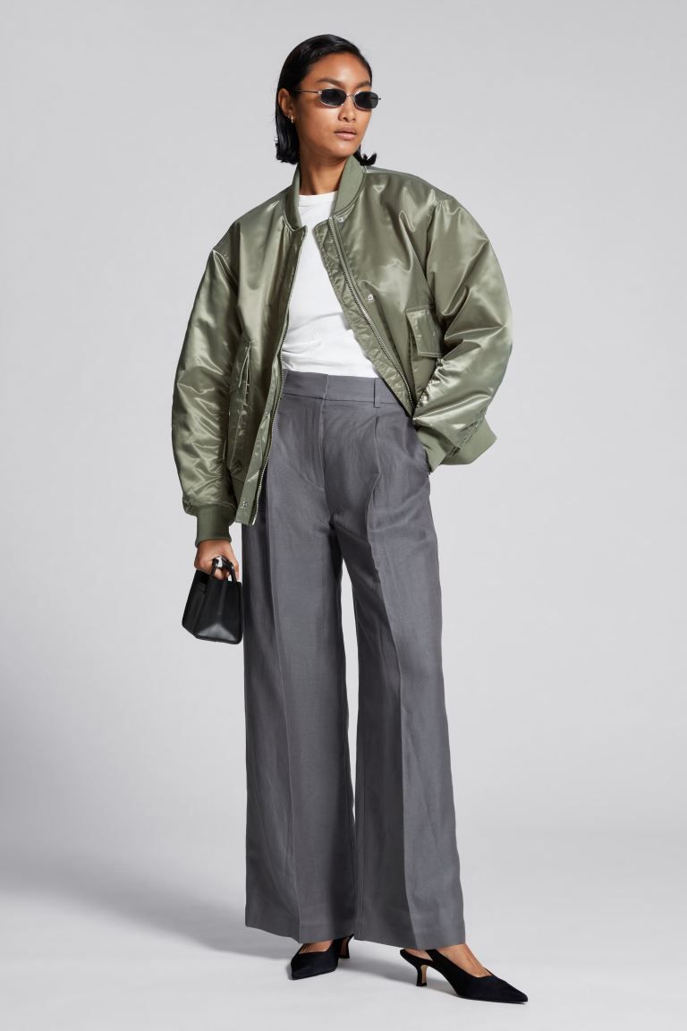 Wide Tailored Press Crease Trousers | H&M (UK, MY, IN, SG, PH, TW, HK)