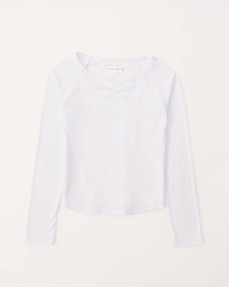long-sleeve lace-trim rib tee | Abercrombie & Fitch (US)