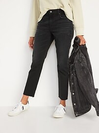 Mid-Rise  Boyfriend Straight Cut-Off Black Jeans for Women | Old Navy (US)
