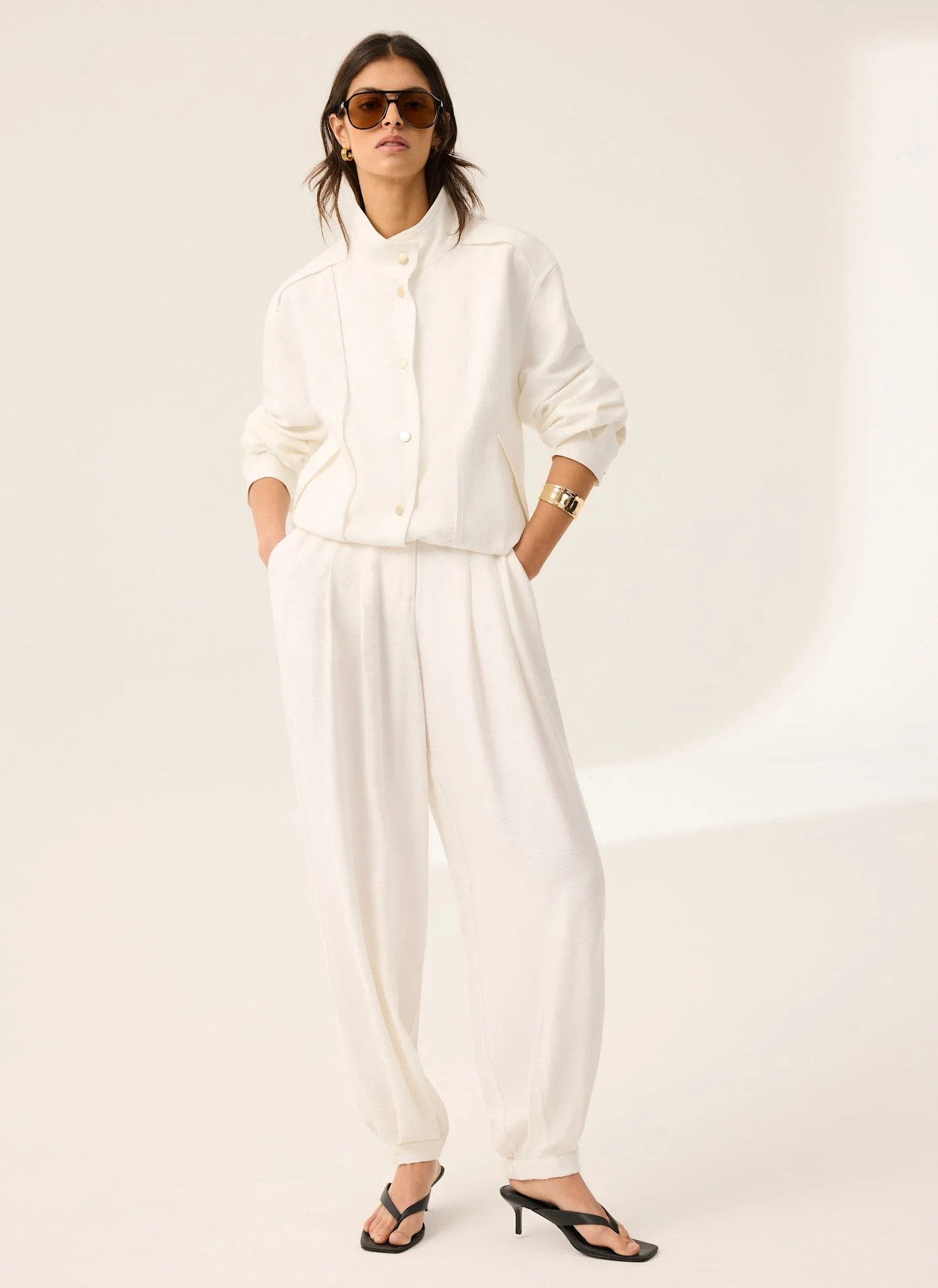 White Soft Balloon Trousers | Mint Velvet