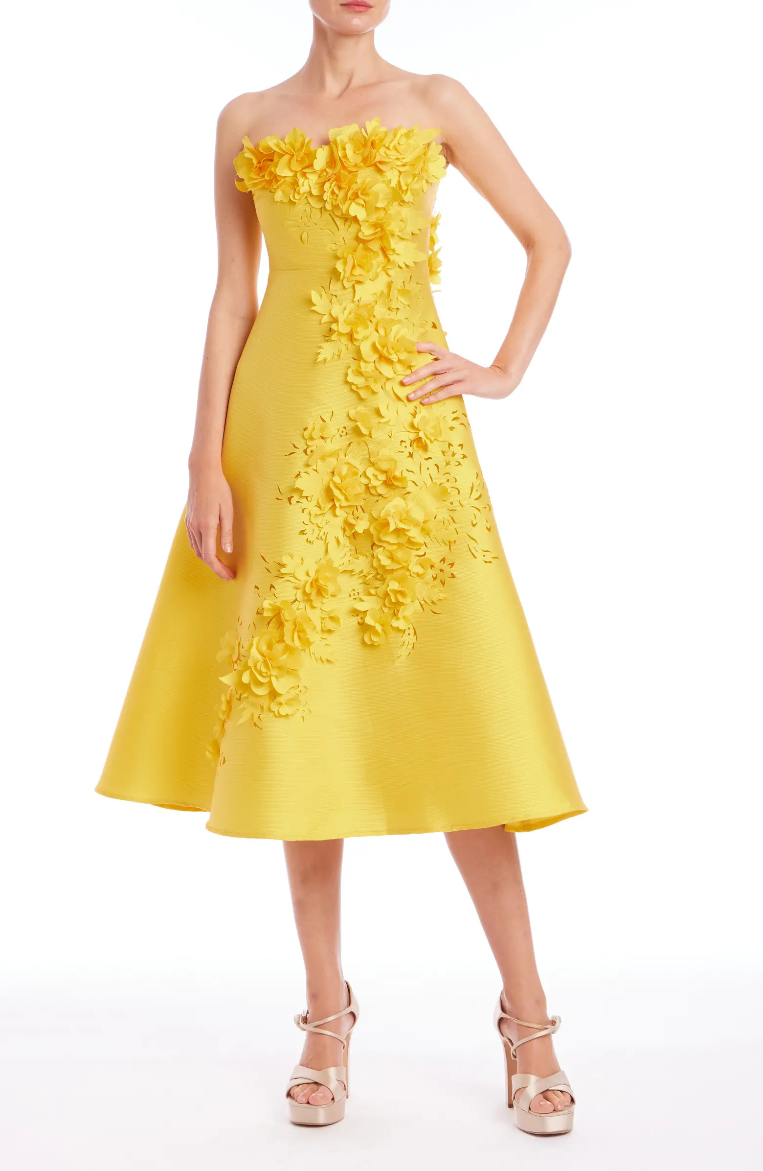 Badgley Mischka Collection Floral Appliqué Strapless Cocktail Dress | Nordstrom | Nordstrom