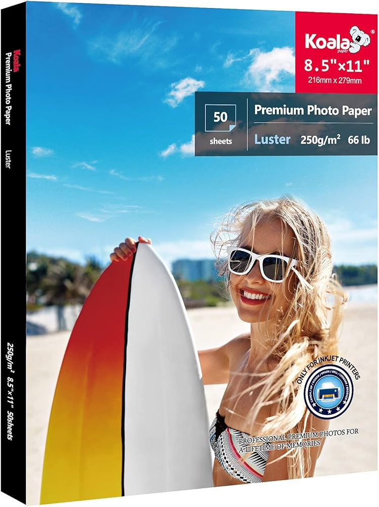 Koala Premium Photo Paper 8.5 x 11 In Luster Photo Printer Paper for Inkjet Printer Water-Resista... | Amazon (US)