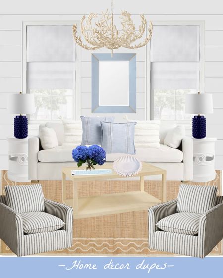 New DUPE room!! 😍 Inspired by these new Serena & Lily DUPE striped French seam swivel chairs that are only $399!!  🤯

It’s been a while since I’ve shared a dupe room!! The rules are everything is either a dupe, on major sale, or just affordable in general! 🙌🏻 And I’m loving the way this coastal family / living room came together! 😍 Would love to know from you…what’s your favorite part?!

I’ve included only 2 actual Serena & Lily items that are on major sale right now…this gorgeous Sanibel chandelier is an all time favorite and over $1,000 off!!

The rest are dupes! The coffee table, sofa, new side tables 🙌🏻 and this Erin Gates wave rug is a great dupe for a S&L rug…plus a 9x12 option was just added online 💃🏼 

#LTKsalealert #LTKhome #LTKunder100