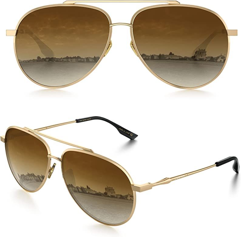 LUENX Aviator Sunglasses for Women Polarized Mirror with Case - UV 400 Protection 60MM | Amazon (US)