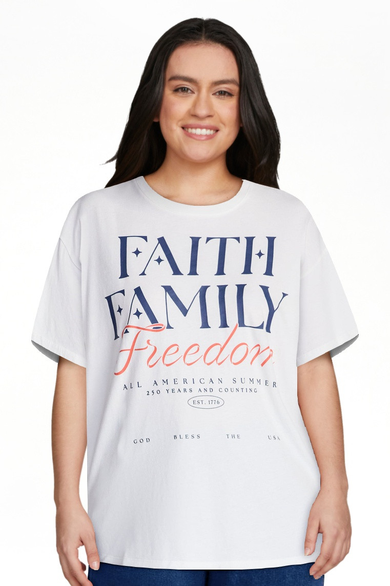 Americana Women's Graphic Cotton Tee with Short Sleeves from Way to Celebrate, Sizes XXS-XXL | Walmart (US)