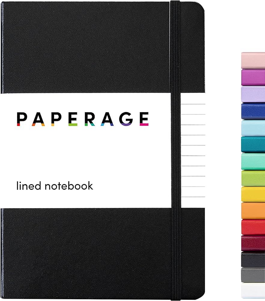 PAPERAGE Lined Journal Notebook, (Black), 160 Pages, Medium 5.7 inches x 8 inches - 100 GSM Thick... | Amazon (US)
