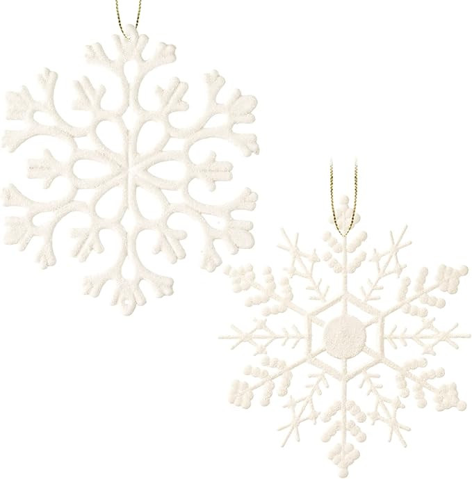 30PCS Christmas Glitter Snowflake Ornaments Plastic Snowflakes Ornaments-Xmas Tree Decorations,4.... | Amazon (US)