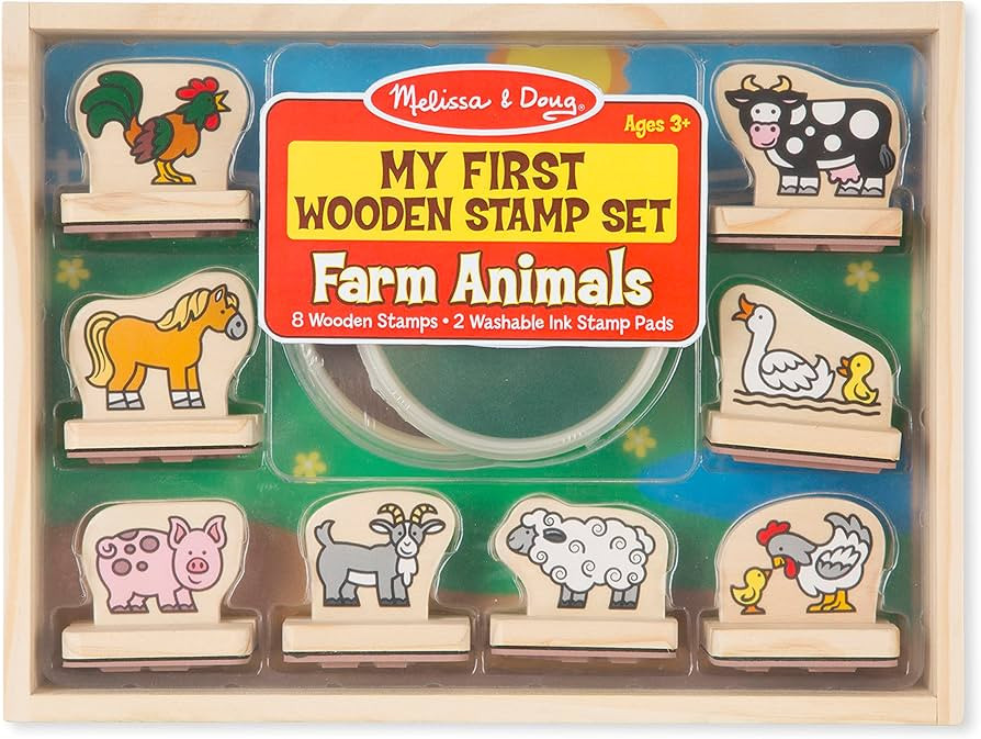Melissa & Doug My First Wooden Stamp Set - Farm Animals - Art Projects, With Washable Ink, Farm T... | Amazon (US)