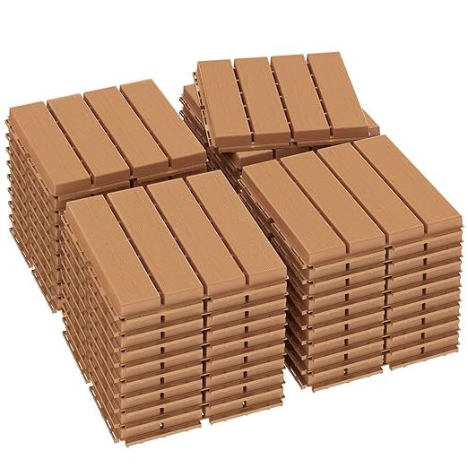 Plastic Interlocking Deck Tiles, 36 Pack Patio Deck Tiles, 12"x12" Waterproof Outdoor Flooring Al... | Amazon (US)
