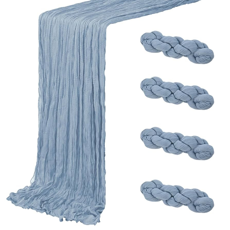 4 Pack Dusty Blue Cheesecloth Table Runner 20 x 120 inch Gauze Table Runners 10 FT Long,Semi Shee... | Amazon (US)
