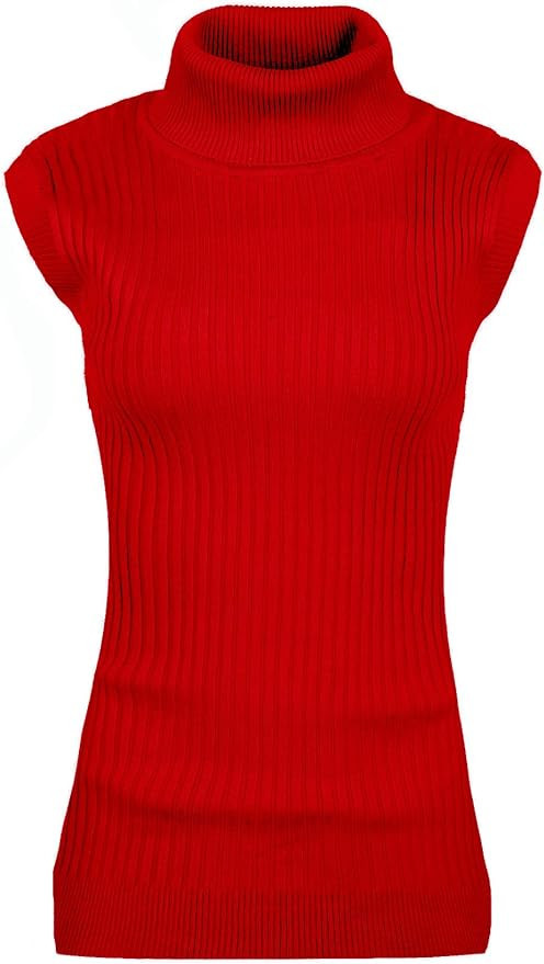 v28 Women Sleeveless High Neck Turtleneck Stretchable Knit Sweater Top | Amazon (US)