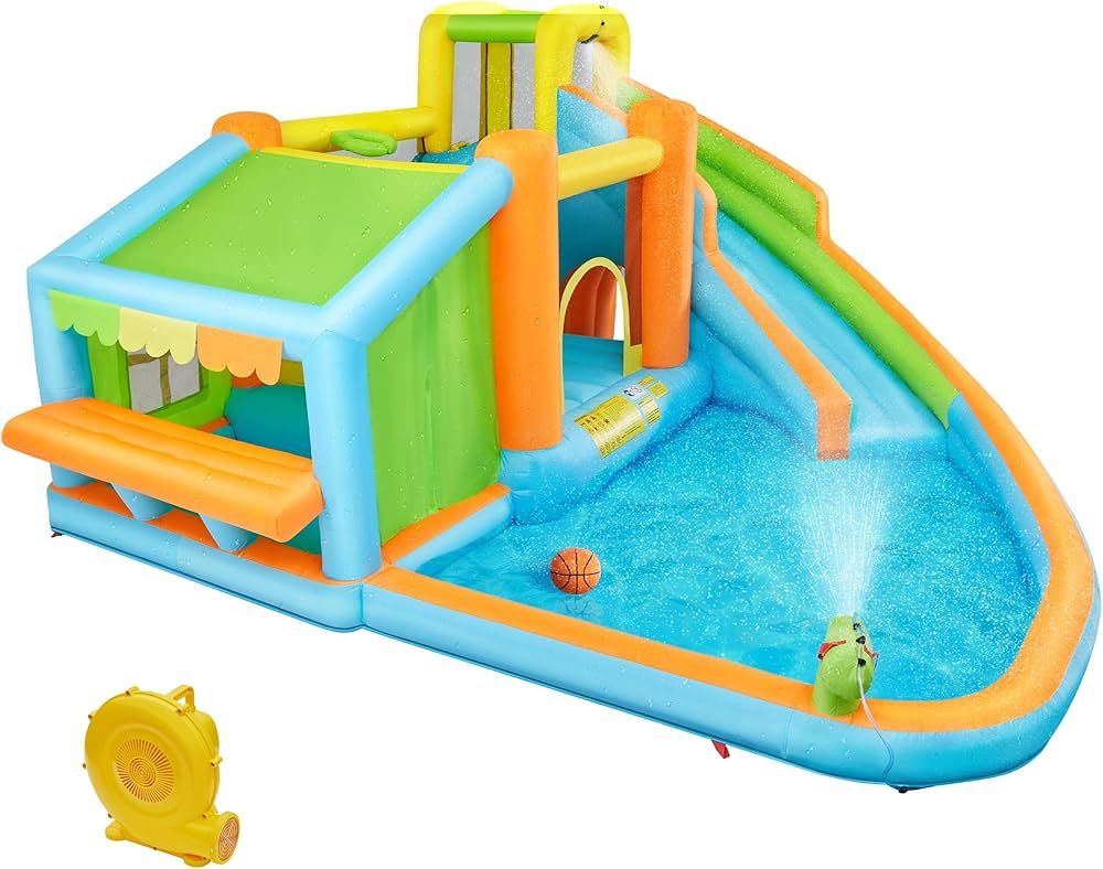 Yaheetech Inflatable Bounce House, Water Bouncer Castle for Kids Aged 3-10 W/Splash Pool, Toy Mar... | Amazon (US)