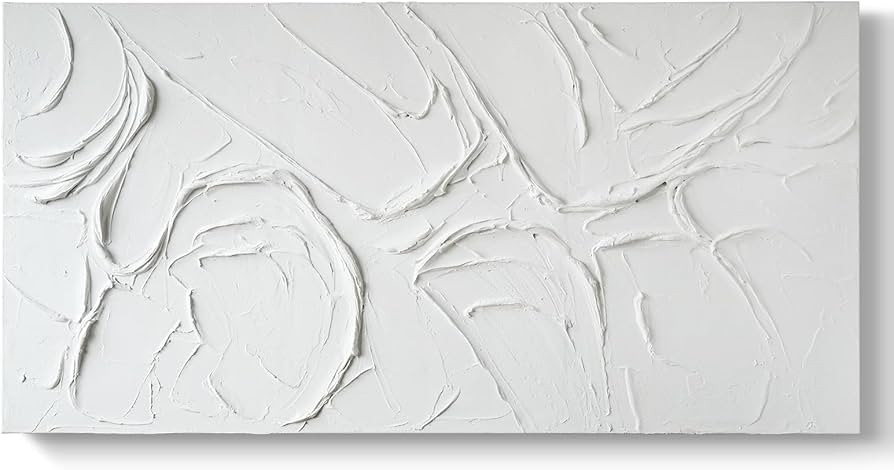 GeekMacro Abstract Textured Wall Art Hand Painted White Canvas Modern Oil Painting 58x29 Contempo... | Amazon (US)