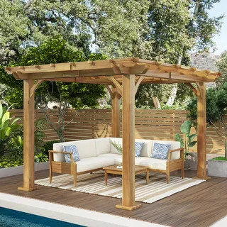 Doland Outdoor 12' x 10' Acacia Wood Pergola by Christopher Knight Home | Bed Bath & Beyond
