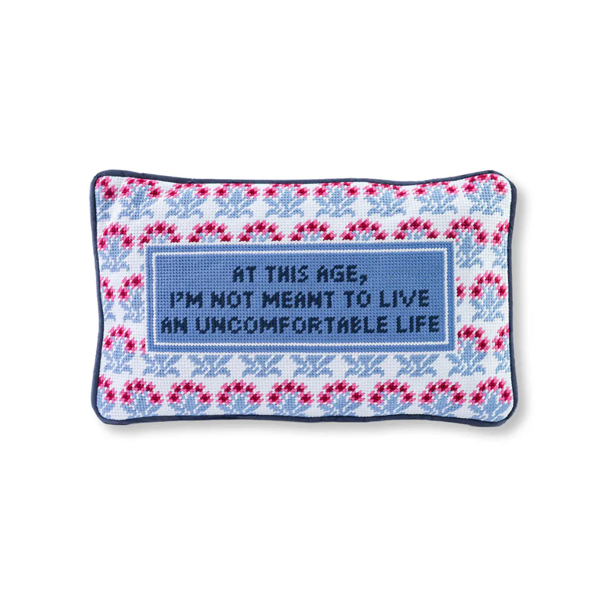Uncomfortable Needlepoint Pillow | Over The Moon