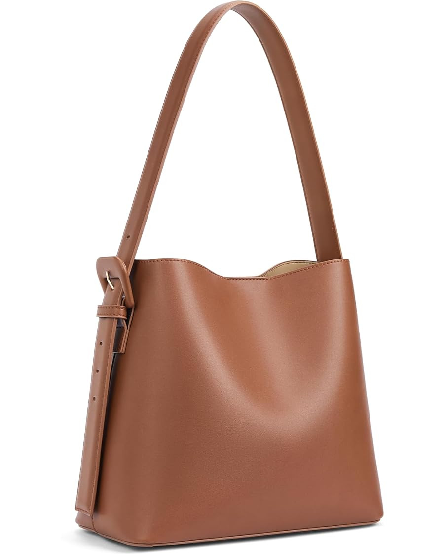 BOSTANTEN Bucket Bag Vegan Leather Shoulder Purses for Women Trendy Adjustable Strap | Amazon (US)
