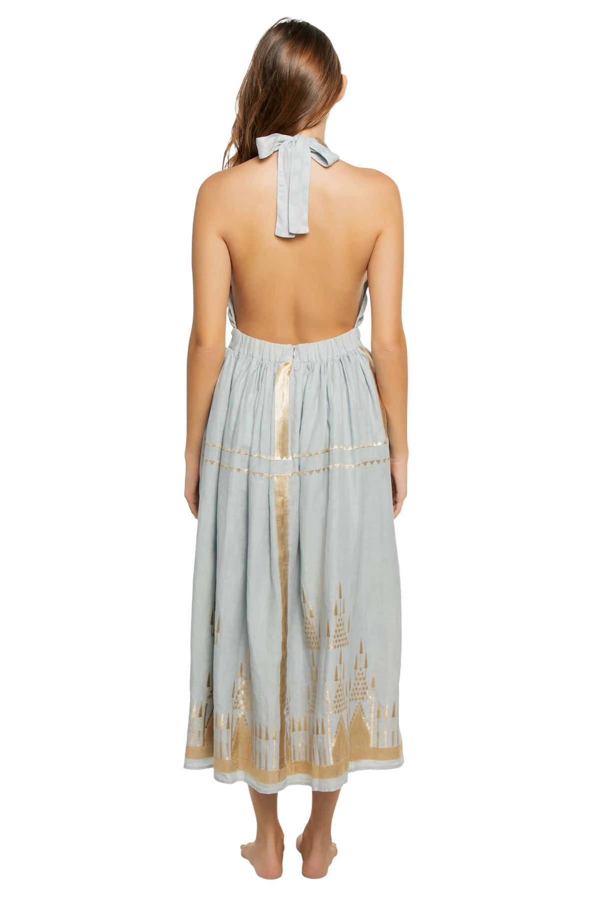 Embroidered Metallic Halter Maxi Dress | Everything But Water