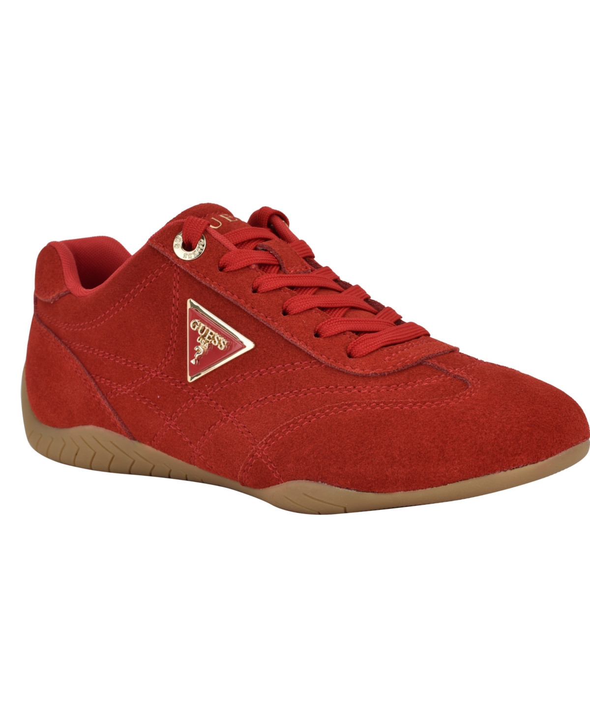 Guess Women's Gabiey Low Profile Suede Lace-Up Sneakers - Red Suede | Macy's