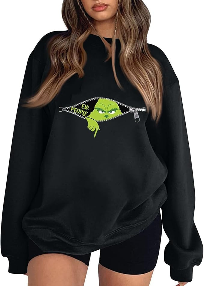 Christmas Crewneck Sweatshirt for Women Sweater Long Sleeve Funny Tops Women's Novelty Ugly Casua... | Amazon (US)