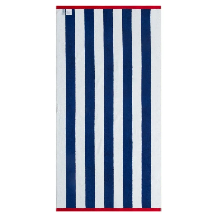 Better Homes & Gardens Cabana Stripe Oversized Beach Towel, 72" x 38", Blue and Red | Walmart (US)