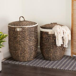 Seagrass Handmade Storage Basket with Liner and Matching Tops (Set of 2) | The Home Depot