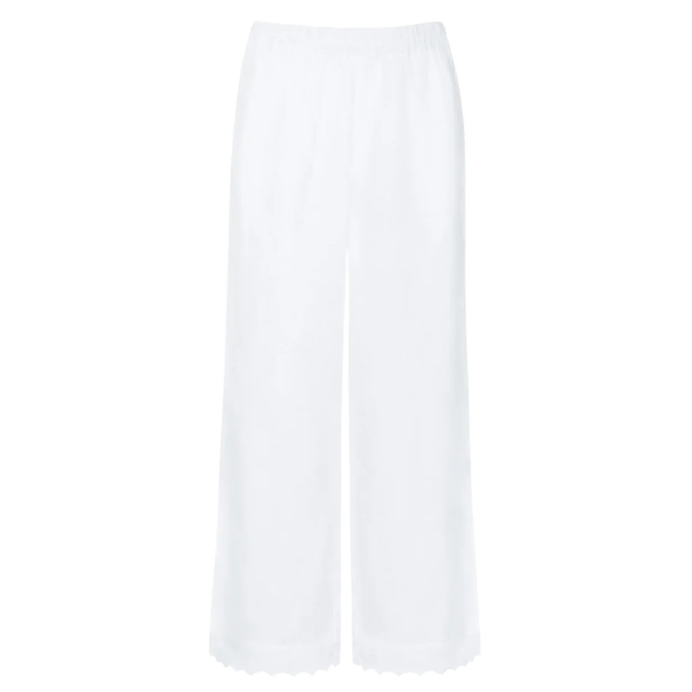 women's white scalloped linen beach pant | Minnow
